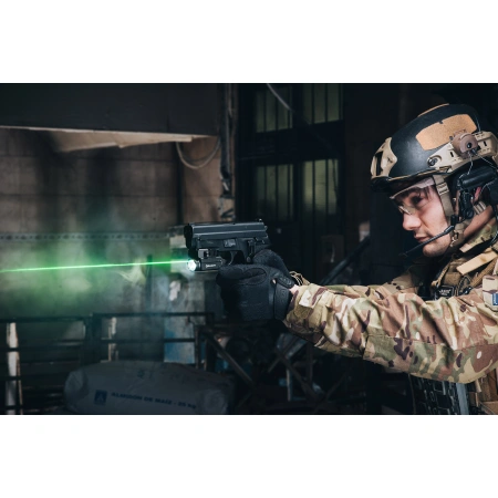 Latarka na broń z celownikiem laserowym Olight BALDR S Black Green Laser