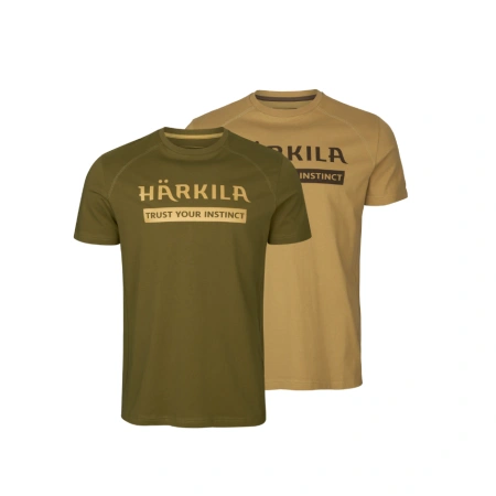 Koszulki z logiem Harkila 2-pak piaskowy/oliwkowy 160105052