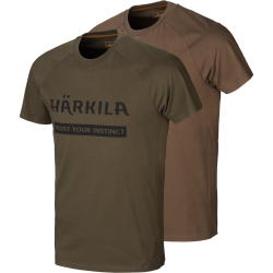 T-shirt Harkila logo 2-pak, zielony-brązowy (160105058)