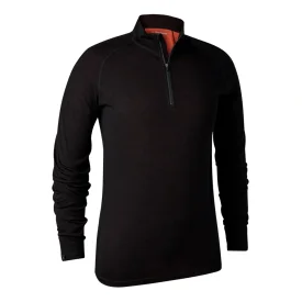 Koszulka Termoaktywna DEERHUNTER Quinn Merino 1/2-zip Black Oak (7059-992)