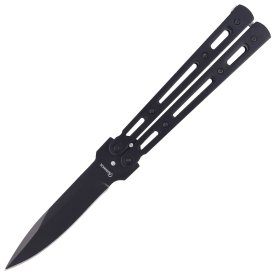 Nóż motylkowy balisong czarna stal, czarne ostrze 02145