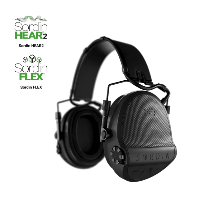 Słuchawki Sordin Supreme X2, nagłowne, czarna skórzana opaska, czarne kubeczki slim, wkładki żelowe 301004-10G