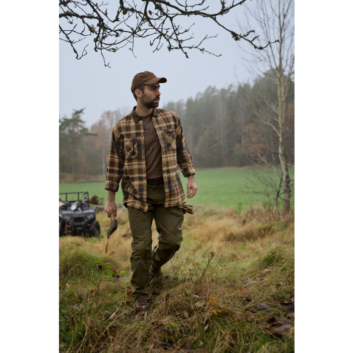 Koszula męska Harkila Pajala ciepła flanelowa - Beige w/brown (100567112)