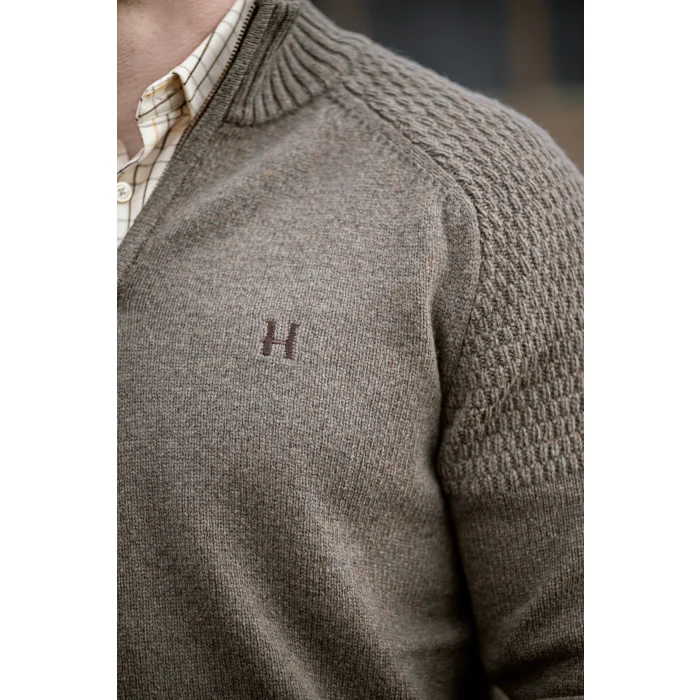 Sweter Harkila Vincent merino half zip - Dark sand (106080206)