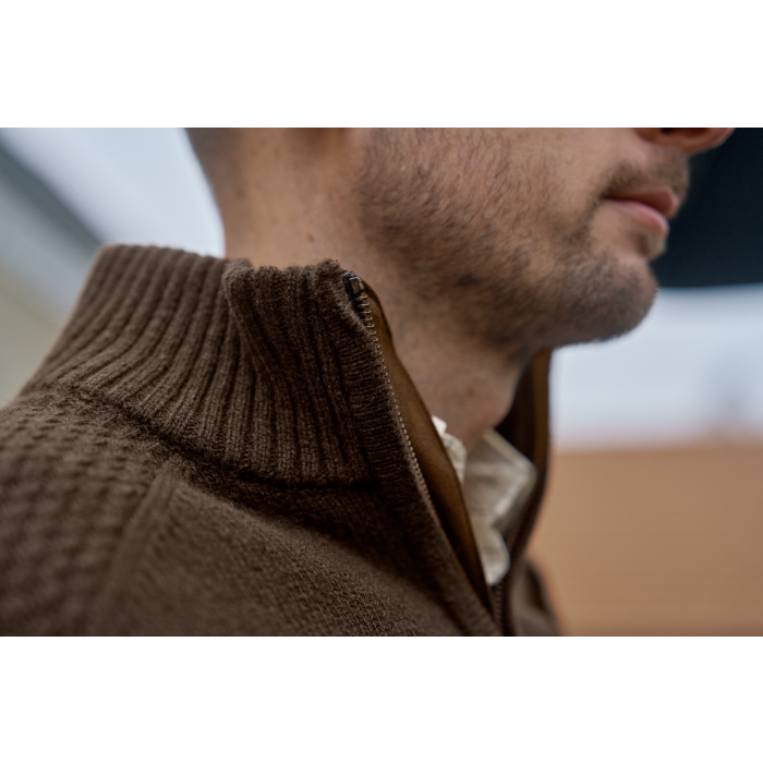 Sweter Harkila Vincent merino half zip - Demitasse brown (106081016)