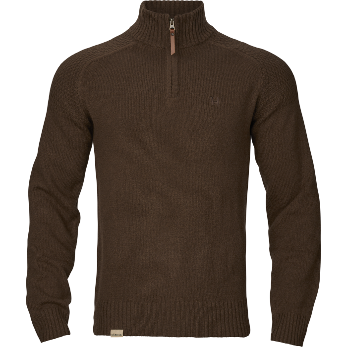 Sweter Harkila Vincent merino half zip - Demitasse brown (106081016)