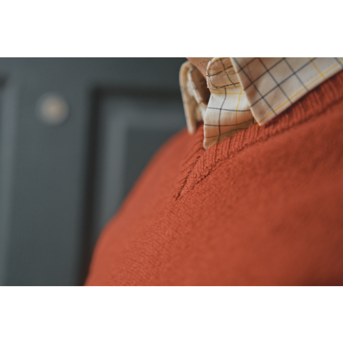 Sweter HARKILA Vincent Merino v-neck - Bombay brown (10609006500)