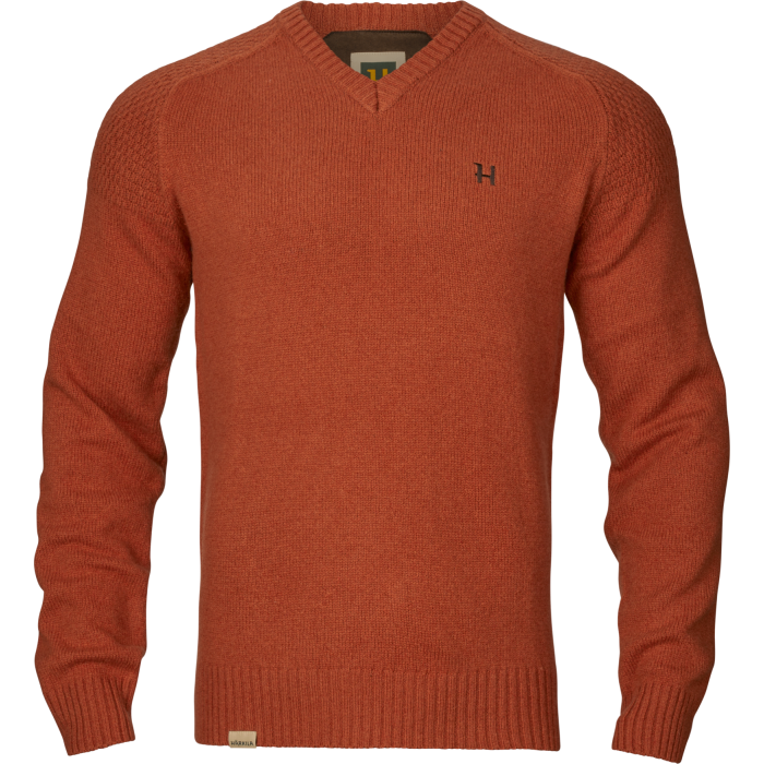 Sweter HARKILA Vincent Merino v-neck - Bombay brown (10609006500)