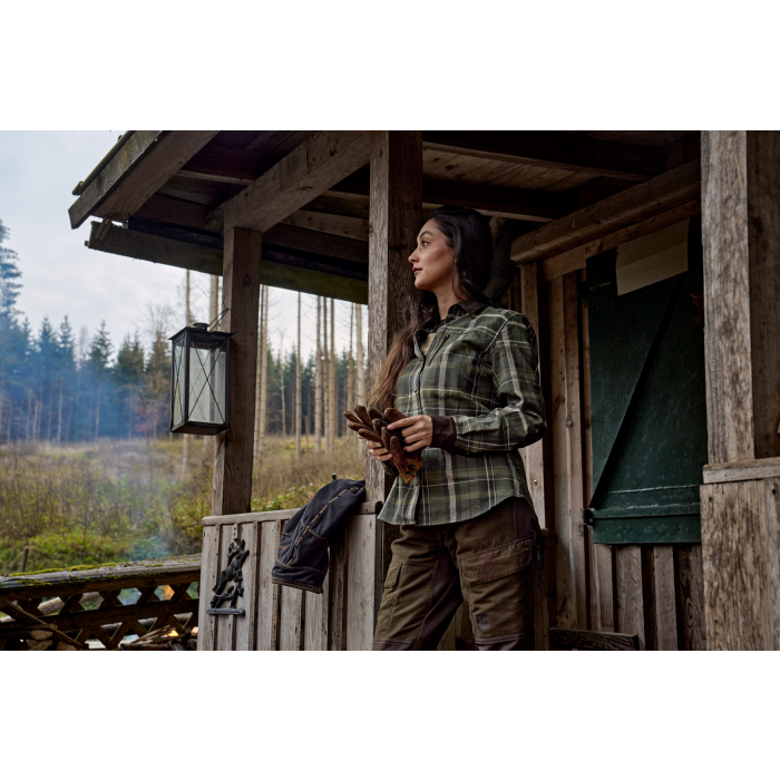 Damska koszula z długim rękawem Harkila Pajala OLIVE CHECK 1007227101