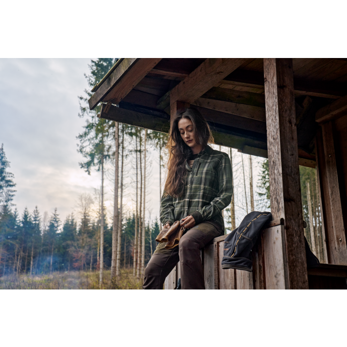 Damska koszula z długim rękawem Harkila Pajala OLIVE CHECK 1007227101