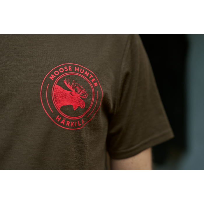 Koszulka HARKILA - Game S/S - Willow green moose (108550189)