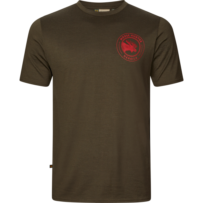 Koszulka HARKILA - Game S/S - Willow green moose (108550189)