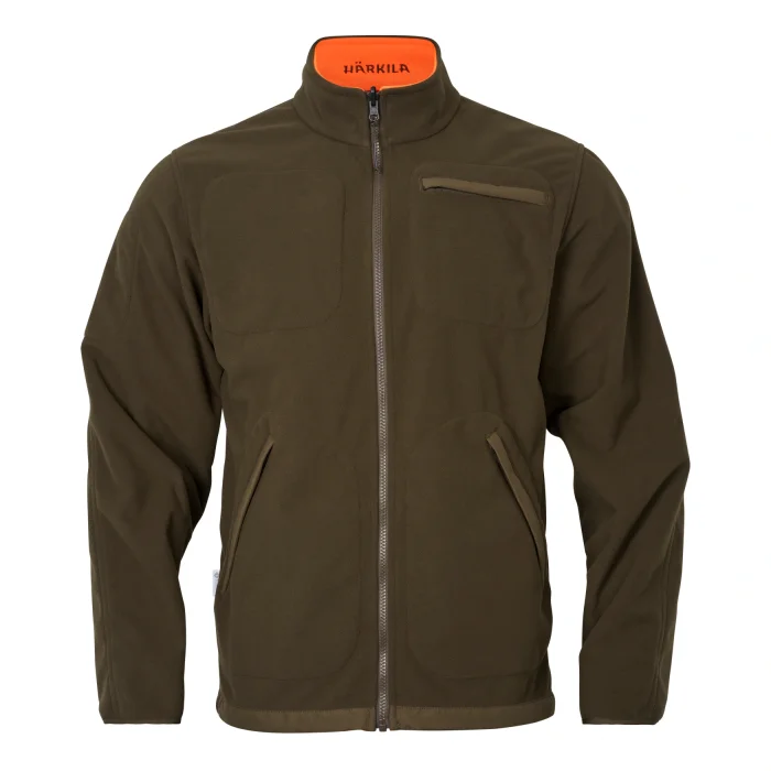 Polarowa kurtka dwustronna HARKILA Kamko Blaze rev. fleece - Orange blaze/Willow green GORE-TEX WINDSTOPPER (121933006)