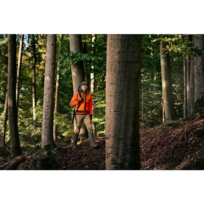 Polarowa kurtka dwustronna HARKILA Kamko Blaze rev. fleece - Orange blaze/Willow green GORE-TEX WINDSTOPPER (121933006)
