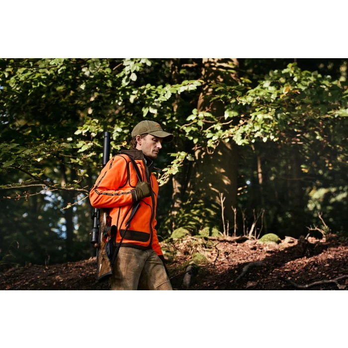 Polarowa kurtka dwustronna HARKILA Kamko Blaze rev. fleece - Orange blaze/Willow green GORE-TEX WINDSTOPPER (121933006)