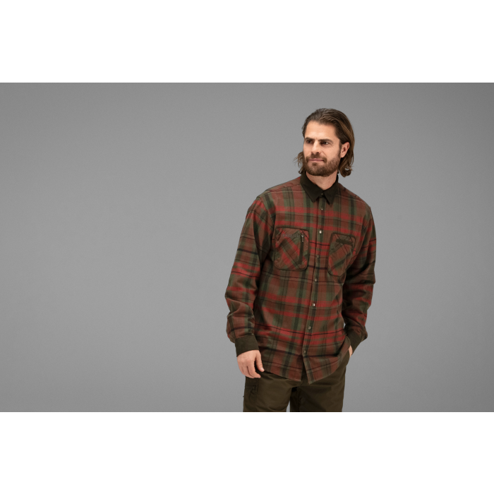 Koszula męska Harkila Pajala ciepła flanelowa - Red autumn check (140102055)