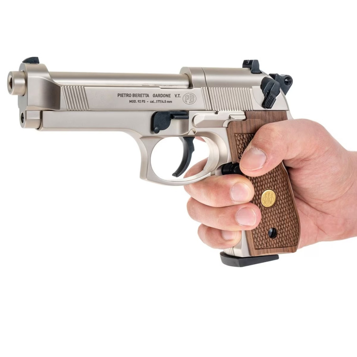 Wiatrówka Beretta 92 FS 4,5 mm Nickel/Wood