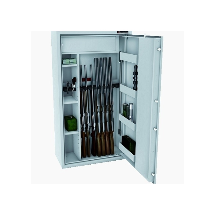 Sejf Konsmetal na 14 sztuk broni długiej MLB 50D/10+4 Biały, Klasa S1 - zamek kluczowy