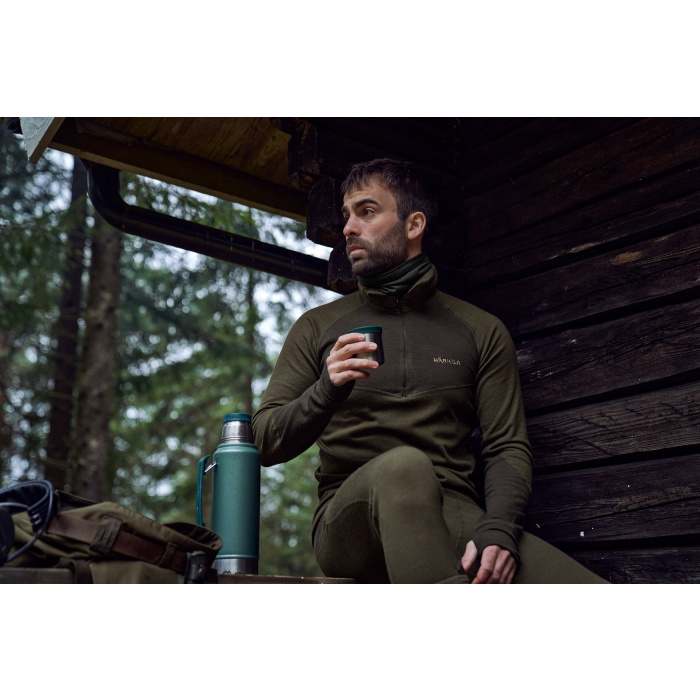 Podkoszulek Harkila base warm ZIP NECK willow green/shadow brown (200105663)