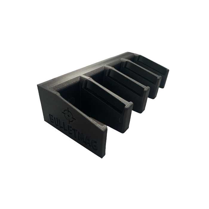 BULLETMAG - UCHWYT NA MAGAZYNKI WKŁADANE Z PRZODU 9MM, 4 SZT. (MAGNETYCZNY) - CZARNY