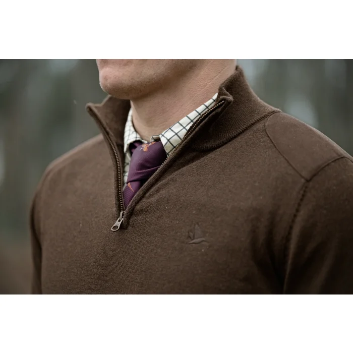 Sweter SEELAND Pine Half Zip - Dark Brown (409831007)