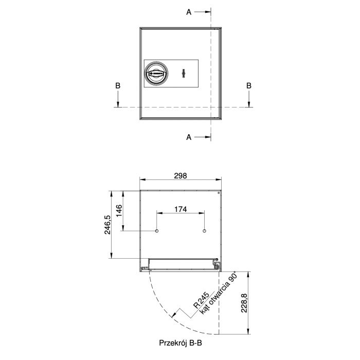 SEJF KONSMETAL Koliber 2.0 34, zamek kluczowy kl. A, klasa bezpieczeństwa S1