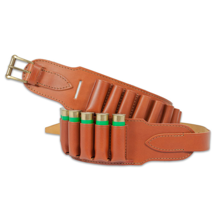 SKÓRZANY PAS NA AMUNICJĘ MIX ŚRUTY I KULE NR 028