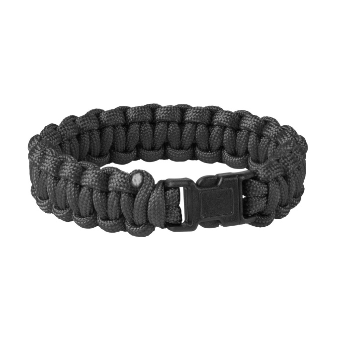 BRANSOLETKA PARACORD BADGER OUTDOOR Z KRZESIWEM- CZARNA