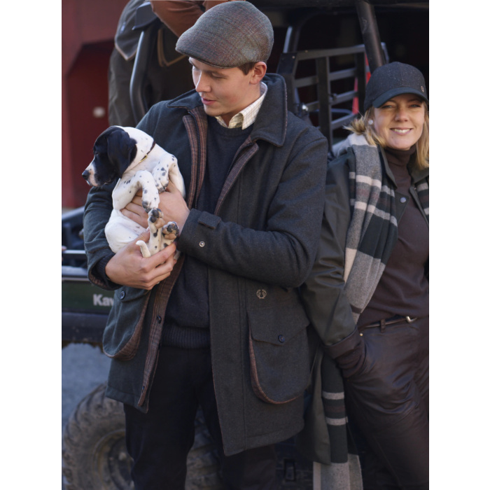 Kaszkiet Chevalier Torre z woskowanej bawełny - krata brąz (1140075C7009)