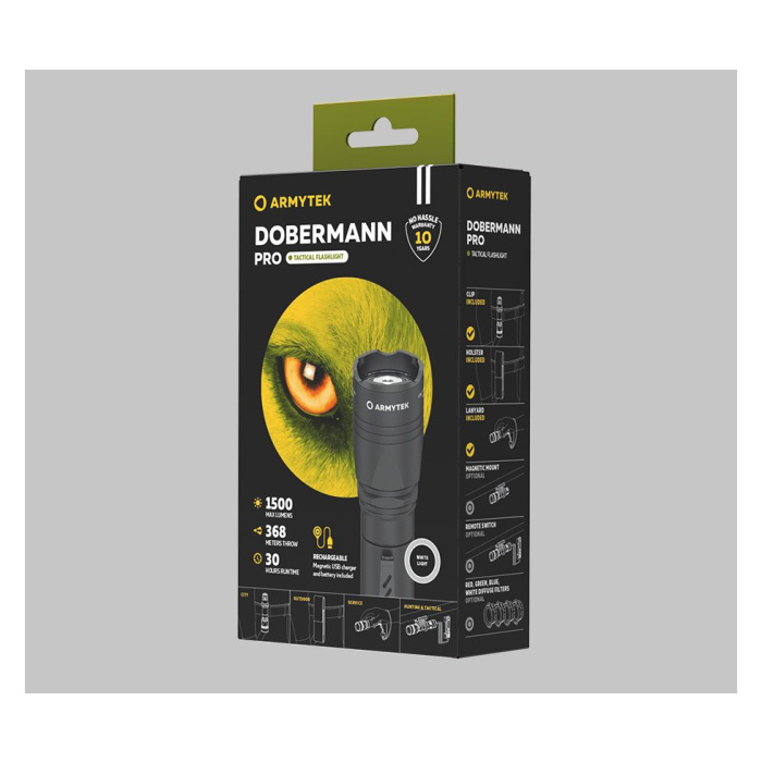 Latarka ARMYTEK DOBERMANN PRO MAGNET USB warm white F07501W