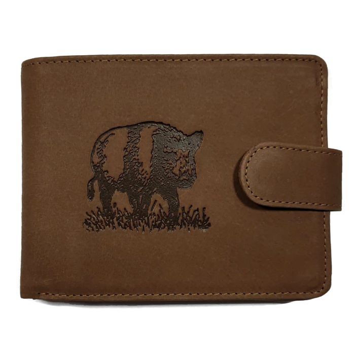 Skórzany portfel zapinany z motywem (Dzik)