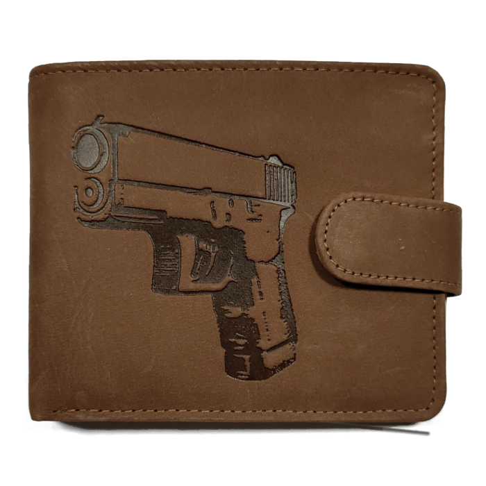 Skórzany portfel zapinany z motywem (Glock)