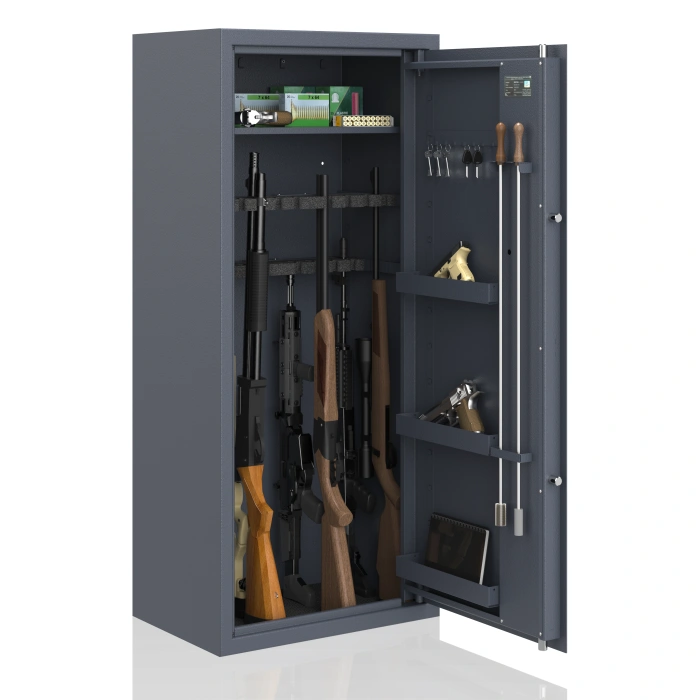 Szafa na broń NOVCAN G3/MODERN/150XL/20+ GRAFITOWA - zamek elektroniczny Primor, na 20 jednostek broni