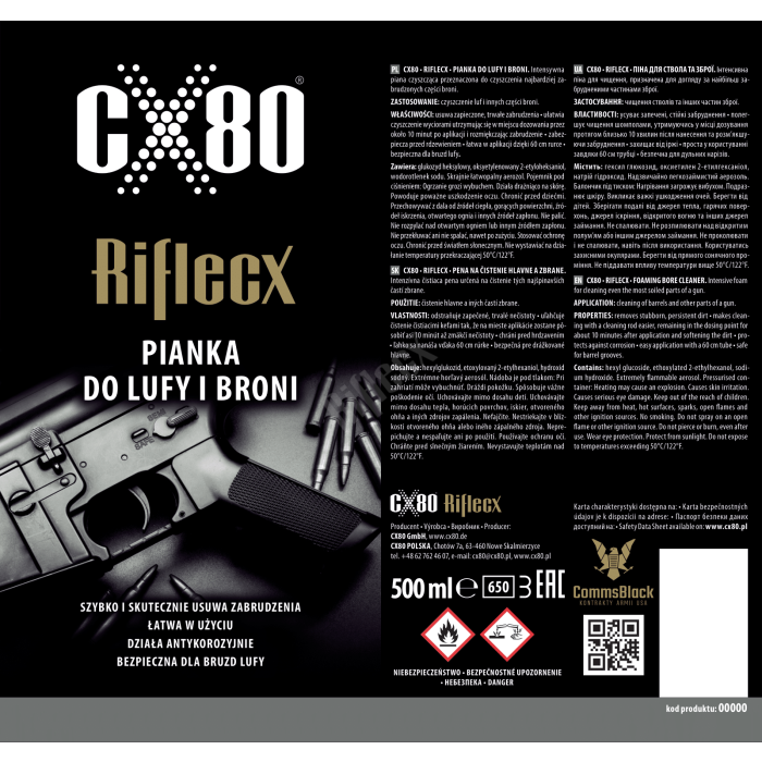 Riflecx Pianka do czyszczenia lufy z rurką aplikacyjną CX80 500 ml