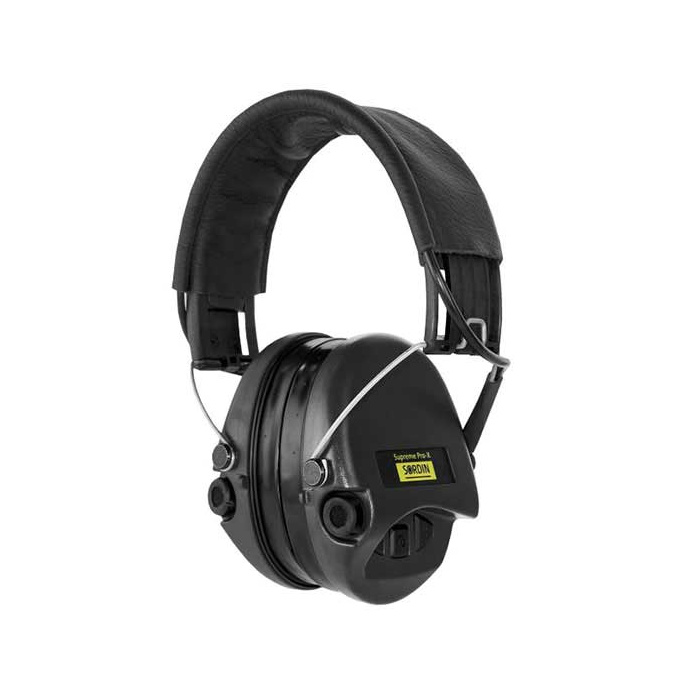 Słuchawki aktywne Sordin Supreme PRO X - Czarna skórzana opaska, żelowe wkładki - SOR75302-X/L-02-G-S  CZARNE