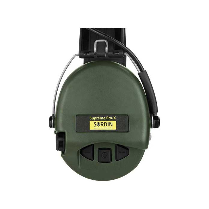 Słuchawki Sordin Supreme PRO X - Czarna skórzana opaska, żel. wkładki, - SOR75302-X/L-G-S ZIELONE