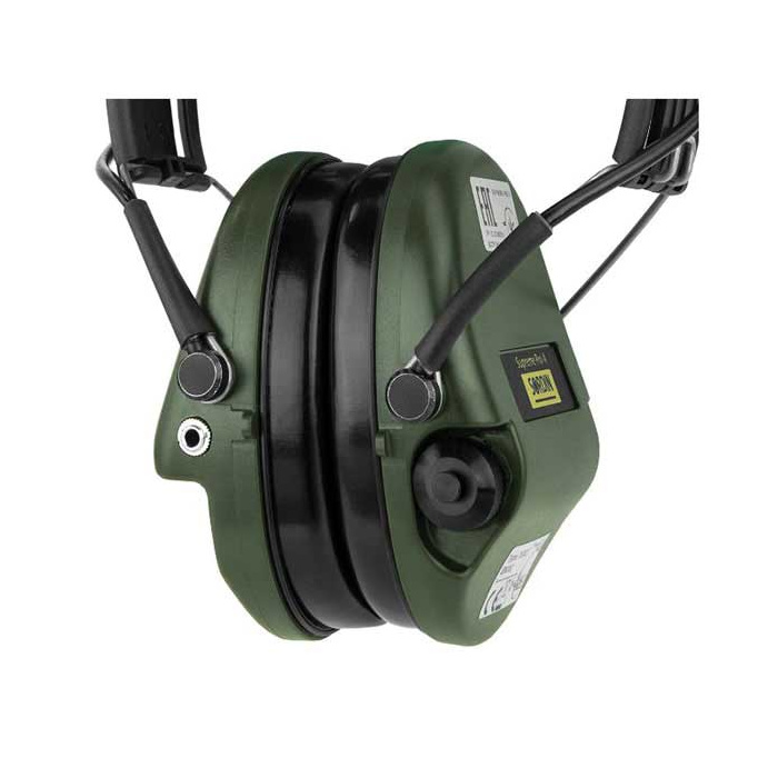 Słuchawki Sordin Supreme PRO X - Czarna skórzana opaska, żel. wkładki, - SOR75302-X/L-G-S ZIELONE