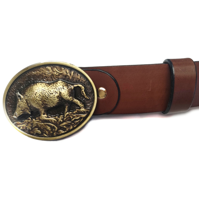 Pasek skórzany + klamra dzik