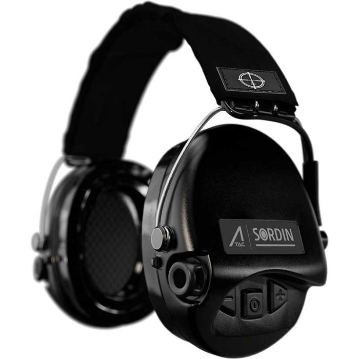 Słuchawki aktywne Ace Sordin, czarna materiałowa opaska, czarne miseczki, żelowe wkładki - 75302-02-G-BT-ACE