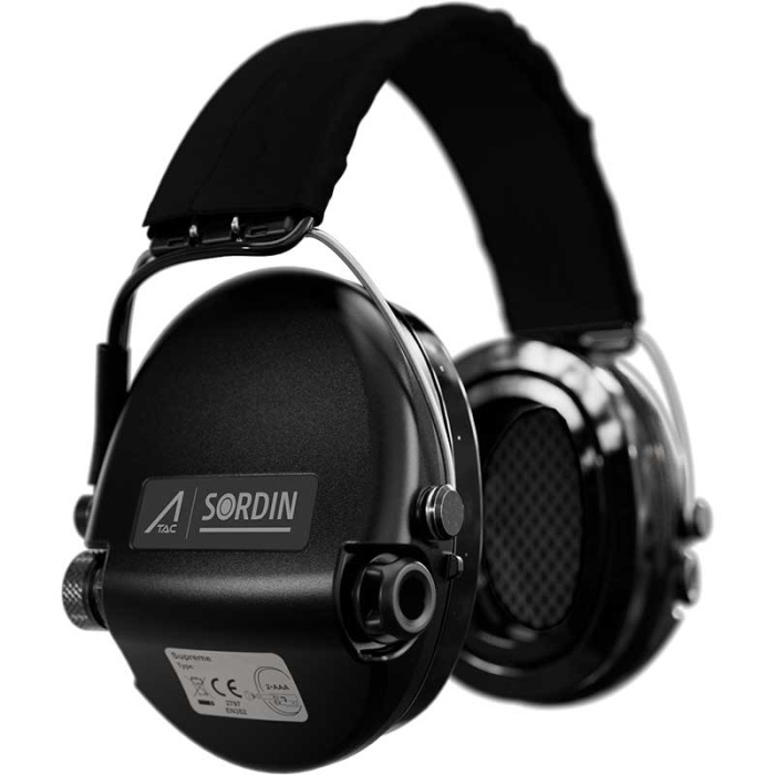 Słuchawki aktywne Ace Sordin, czarna materiałowa opaska, czarne miseczki, żelowe wkładki - 75302-02-G-BT-ACE