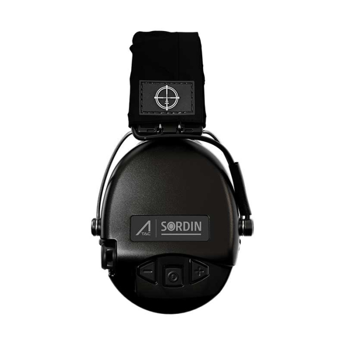 Słuchawki aktywne Ace Sordin, czarna materiałowa opaska, czarne miseczki, żelowe wkładki - 75302-02-G-BT-ACE