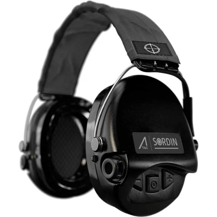 Słuchawki aktywne Ace Sordin, szara materiałowa opaska, czarne miseczki, żelowe wkładki - 75302-02-G-GYT-ACE