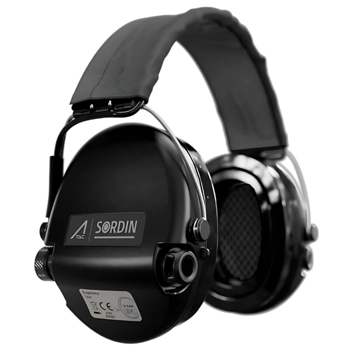 Słuchawki aktywne Ace Sordin, szara materiałowa opaska, czarne miseczki, żelowe wkładki - 75302-02-G-GYT-ACE