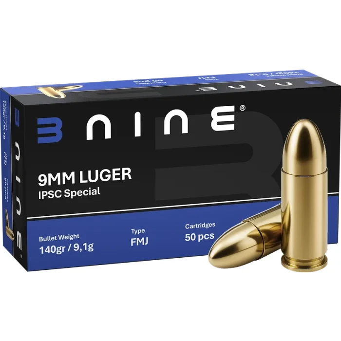Amunicja 9x19mm B-NINE, FMJ 140gr/9,0g, 1op=50szt