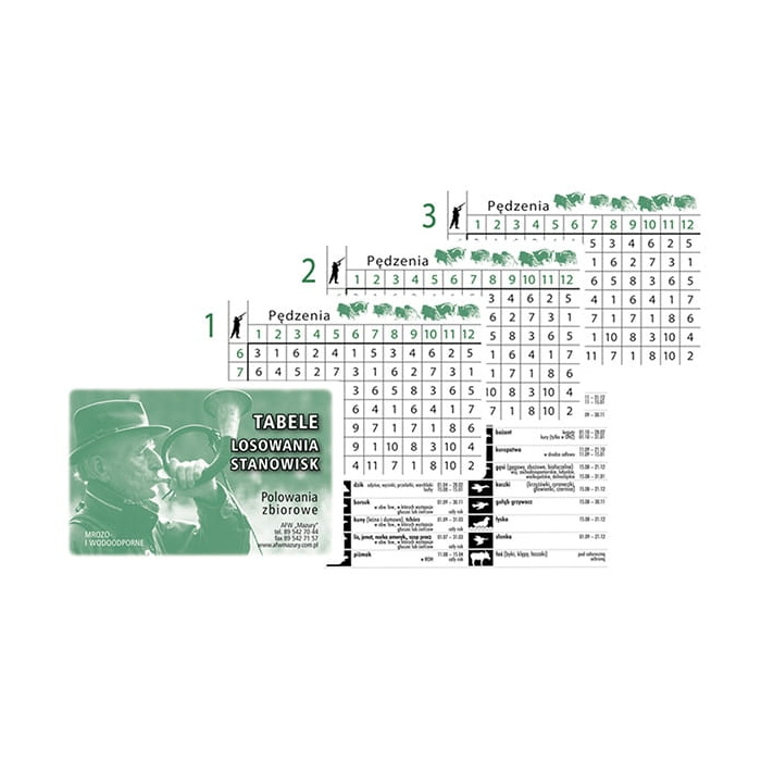 Tabele losowania stanowisk - 20 stanowisk