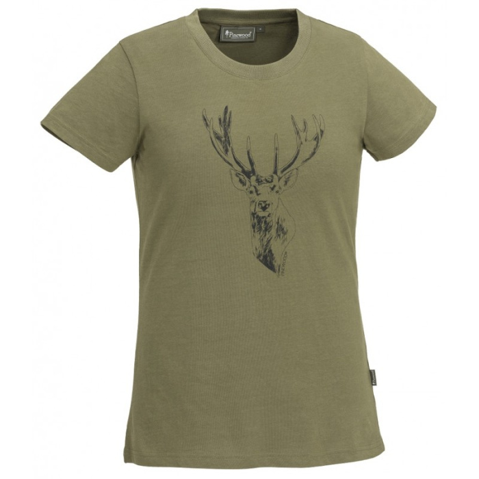 DAMSKI T-SHIRT PINEWOOD RED DEER 3038 - H.OLIVE