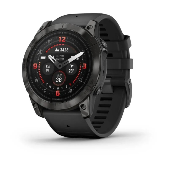Zegarek Garmin Epix Pro (Gen 2) - Sapphire Edition 51 mm - Szary tytanowy z powłoką węglową (DLC) i z czarnym paskiem [010-02804-01]