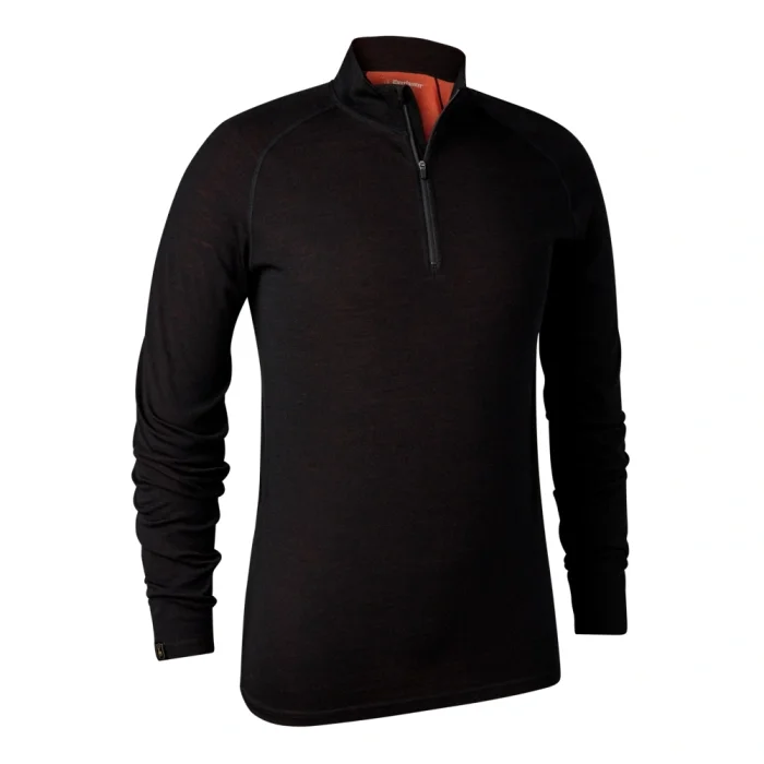 Koszulka Termoaktywna DEERHUNTER Quinn Merino 1/2-zip Black Oak (7059-992)