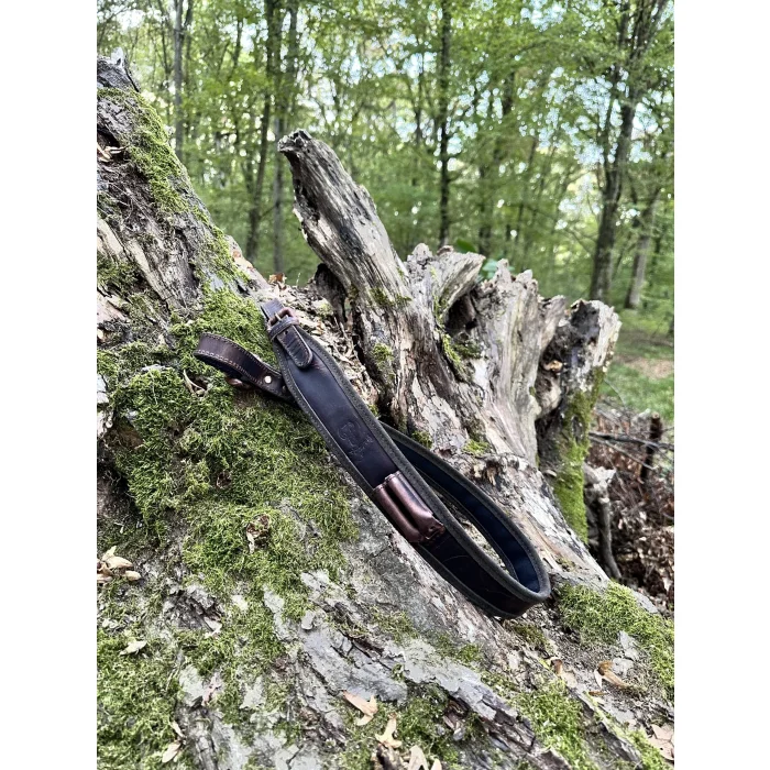 Pas skórzany NOBIL HUNTING Curea Lux + 2 sloty na naboje - Brązowy