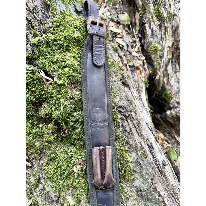Pas skórzany NOBIL HUNTING Curea Lux + 2 sloty na naboje - Brązowy